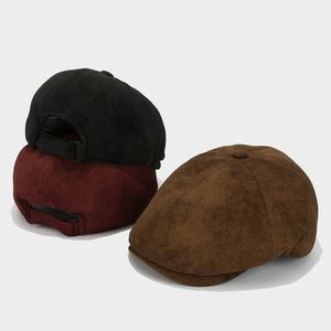 Chapeau Newsboy en daim uni rétro 2024 pour hommes et femmes, automne-hiver, style britannique décontracté, béret - Product Image 2