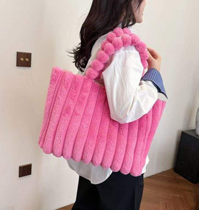 Casual Plush <b>Zipper</b> Handbag Shoulder <b>Bag</b> <b>Large</b> Capacity Multi Color Design <b>Tote</b> <b>Bag</b> - Product Image 3