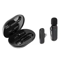 Kablosuz yaka mikrofonu taşınabilir şarj kutusu ses ve Video kayıt tak ve çalıştır iPhone ve Android için Mic telefonları