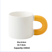Tasse à thé en porcelaine personnalisée avec logo, faite à la main, moderne, mignonne et dodue, pour cadeau promotionnel, en céramique, pour café et lait, vente en gros