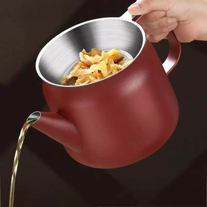 Théière en acier inoxydable rouge DSF76 avec couvercle et bec verseur, bouilloire durable et portable pour un usage quotidien à la maison - Product Image 3