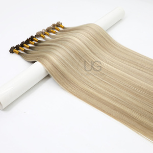 U Glamour <span class=keywords><strong>Extension</strong></span> <span class=keywords><strong>Capelli</strong></span> <span class=keywords><strong>Veri</strong></span> Lisci Double Drawn Con Cheratina Micro Bond Punta Piatta Qualità da Salone All'Ingrosso - Product Image 3