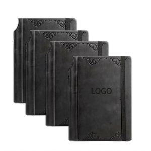 Engraved Leather Spiral Bound A3 Address Book with Lined Pages and <b>Pen</b> Holder for Men - Product Image 1