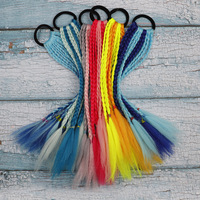 Queue de cheval tressée colorée de 35 cm, double trame, en fibre haute température, avec élastique, tresse à trois brins