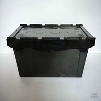 Bacs de manutention alimentaire en plastique empilables avec couvercle intégré, colorés, pour le transport et le stockage