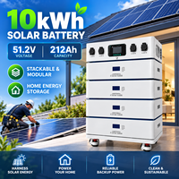 Batterie solaire LiFePO4 10 kWh 51,2 V 212 Ah, empilable et modulaire, pour stockage d'énergie domestique, destinée aux installateurs solaires
