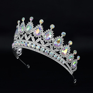 Couronne de mariée transfrontalière, style européen et américain, grand diadème de reine, accessoires de cheveux en cristal pour mariage et anniversaire - Product Image 4