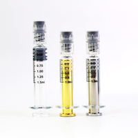 Seringue en verre borosilicaté Luer Lock de 1ml 3ml pré-remplie d'huile Luer Slip avec piston en plastique/métal de couleur personnalisée