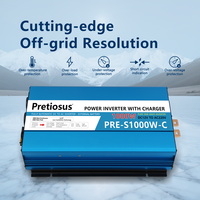 Pretiosus şarjlı Inverter 1000W 1KW saf sinüs dalga invertör DC12/24/48V için AC110/120/210/220/230/240V Converters dönüştürücüler