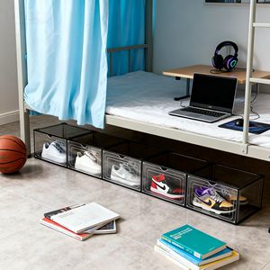 Présentoir de baskets au détail Boîtes de rangement de chaussures transparentes Organisateur en <span class=keywords><strong>plastique</strong></span> empilable <span class=keywords><strong>avec</strong></span> couvercles anti-poussière pour placard et collection - Product Image 6