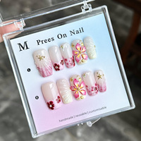 Kuku Akrilik Lukis Tangan Berkualitas Tinggi Grosir 10 Pcs Bentuk Almond Stiletto Cantik Mewah Full Cover 3D