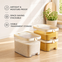 Contenedor de Almacenamiento de Arroz Ampliado para Preparación de Comidas, Recipiente Sellado de Plástico de Grado Alimenticio para Uso Doméstico en Despensa