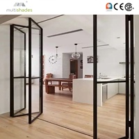 Porte accordéon en aluminium à rupture de pont thermique, triple vitrage Low-E, insonorisée et écoénergétique, conforme à la norme NFRC CA Title 24, pour spa