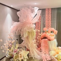Bunga Organza Perak Buatan Tangan Mewah, Latar Belakang Bunga Besar untuk Dekorasi Panggung Pernikahan Indoor/Outdoor