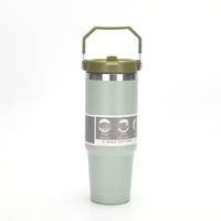 Gobelet isotherme en acier inoxydable 30 oz avec couvercle et paille, double paroi sous vide, pour café, idéal pour les voyages et l'utilisation en voiture, en acier inoxydable 304
