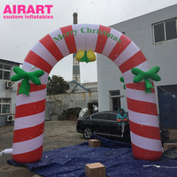 Arche gonflable personnalisée avec impression couleur bonbons et clochettes dorées, pour entrée de bienvenue de fête de Noël, qualité commerciale