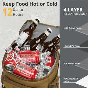 Mochila Táctica Portátil de Fábrica, Nevera de 25L, Aislada, a Prueba de Fugas, con Cierre de Cremallera de Poliéster, Retención de Temperatura para Senderismo - Product Image 4