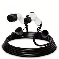 Câble de charge pour véhicule électrique Type 2 vers Type 1, 3,6 kW, 11 kW, 16 A, monophasé/triphasé, TPU noir, 5 m, pour usage domestique