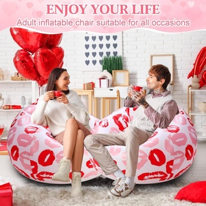 Fauteuil gonflable en PVC rose 37,4*21,65*15,75 pouces, pouf en forme de lèvre rouge pour piscine, camping, balcon, salon, chambre à coucher, salle de lecture - Product Image 3