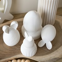 Oster-Ei Hasen-Ei-förmige Silikonform Aromatherapie-Kerze DIY Kreative Gestreifte Gesichtslose Form für Gips-Ornamente Kuchenwerkzeuge