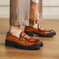 Mocasines de Cuero Sintético de Lujo para Hombre 2025, Estilo Italiano, Zapatos Casuales de Vestir con Aumento de Altura para Oficina y Fiesta