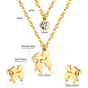 African Indian Dubai Gioielli In Oro Catene Doppie Bambini Bacio In Set di Gioielli In Acciaio - Product Image 2