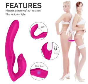 レズビアンカップル女性女性用強い振動シリコーン + ABS IPX7防水Gスポットクリトリスアナル大人のおもちゃダブルディルド - Product Image 1