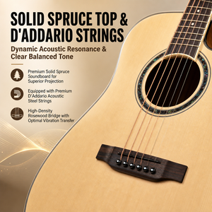 Violão Cowboy <span class=keywords><strong>40</strong></span> Polegadas com Corpo em Abeto, Laterais e Fundo em Jacarandá, Braço e Escala em Jacarandá, 6 Cordas, Cutaway, Cor Natural, Sem Captador - Product Image 5