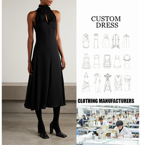 Vestido informal de <span class=keywords><strong>moda</strong></span> con diseño de cordones sin espalda Satén sin mangas y abertura central-para mujeres con estilo - Product Image 1