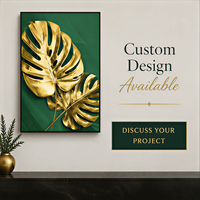 Tableau mural en toile à motifs variés : Feuilles botaniques dorées et calligraphie islamique arabe pour la décoration intérieure de la maison, de l'hôtel et du salon
