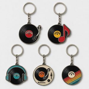 Porte-clés personnalisés en vinyle de haute qualité, modèle disque rétro, design musical vintage, souvenir, vente en gros - Product Image 1