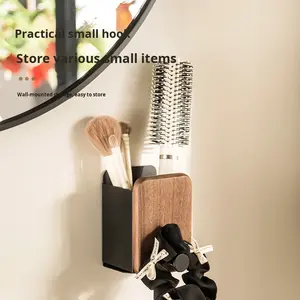 Organizador de Pared de Madera de Nogal, Caja de Almacenamiento Compatible con Afeitadoras, para Control Remoto de TV y Baño - Product Image 4