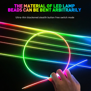 Lampes LED RGB complètes 6 en 1 pour l'intérieur de la voiture, bandes lumineuses acryliques, lampes d'ambiance, commande par application - Product Image 4