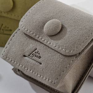 1.2mm d'épaisseur microfibre Bracelet anneau bijoux emballage pochette personnalisé imprimé bouton pression doux daim bijoux couche latérale pochette sac - Product Image 4