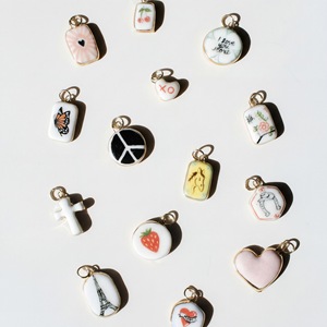 Moyamiya Nuevo Collar de Cuentas DIY con Colgante Vintage de Acero Inoxidable Pintado a Mano, Diseño de Fresa y <span class=keywords><strong>Torre</strong></span> <span class=keywords><strong>Eiffel</strong></span>, Accesorios - Product Image 4