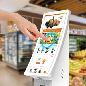 Fast Payment Reduce Queuing 23.6inch Curved Screen Payment Kiosk <b>With</b> <b>Printer</b> <b>Scanner</b> Win7/10 Android Kiosk for Store or Station - Product Image 5