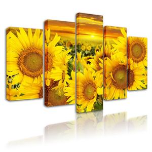 Peinture sur toile avec <span class=keywords><strong>fleurs</strong></span> de soleil et de fleur, Art mural floral, imprimés, décoration de la maison, tableau mural pour salon et chambre à coucher, 5 panneaux - Product Image 3