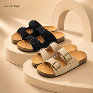 Sandales d'été en cuir de vachette avec boucle, pantoufles plates en polaire pour femmes, demi-chaussons à semelles épaisses, <span class=keywords><strong>chaussures</strong></span> <span class=keywords><strong>Botou</strong></span> portables en extérieur - Product Image 1