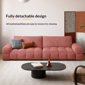Madou French retro cream style light luxury chenille <b>sofa</b>, removable & washable multifunctional straight couch <b>for</b> living room - Product Image 2