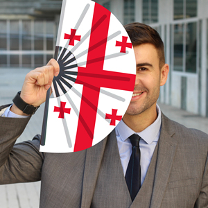 Abanicos Plegables de Bambú con la Bandera de Georgia al por Mayor, Abanico de Mano para Carnaval, Boda, Festival, Fiesta, Agencia de Viajes - Product Image 3