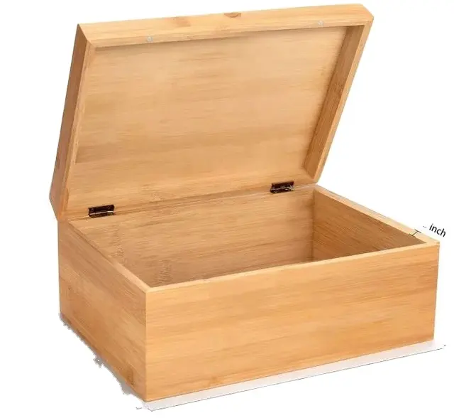 Caja de madera grande 2023 con tapa con bisagras Caja de almacenamiento de madera negra Stash Cajas decorativas con tapas