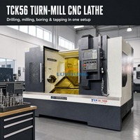 Tour de précision CNC horizontal à banc incliné automatique TCK56C avec axes Y, tourelle motorisée BMT55 et outils motorisés