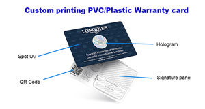 Tarjeta de garantía de certificado de autenticidad Internacional de Plástico de impresión de tamaño de tarjeta de crédito personalizada de Venta caliente para pequeñas empresas - Product Image 6