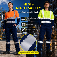 Polo de Travail de Sécurité Haute Visibilité à Manches Longues Séchage Rapide Personnalisable pour Logo, Route, Industrie Minière et Construction