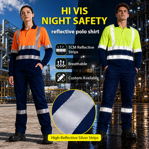 Polo <span class=keywords><strong>de</strong></span> <span class=keywords><strong>Travail</strong></span> <span class=keywords><strong>de</strong></span> Sécurité Haute Visibilité à Manches Longues Séchage Rapide Personnalisable pour Logo, Route, Industrie Minière et Construction - Product Image 4