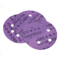 Ücretsiz Numune OEM Özelleştirilmiş-125mm Delikli Seramik Alümina Yüksek Sertlikte Aşındırıcı Disk PET Film Destekli Mor Renk Yüksek Hızlı