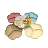 Meilleures ventes : Plateau d'alimentation pour bébé en silicone à motifs floraux, assiettes à compartiments en silicone pour bébé, vente en gros