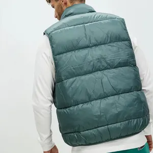 OEM Alta Qualidade Inverno Sólida Ao Ar Livre Peito Bolso Roupas Grossa Custom Logo Homens Quente Bolha Puffer Vest