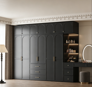 BALOM Customized Solid Wood Wardrobe Bedroom Furniture Walk in <strong>Closet</strong> <strong>Design</strong> With Adjustable Shelves and Hangers - Product Image 2