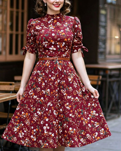 OEM制造商的女式棉裙-定制高品质印花夏季休闲Midi长度，以您的设计品牌自然为特色 - Product Image 2